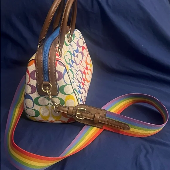 Coach Pride Rainbow Rowan Satchel with Rainbow Strap - Picture 2 of 8